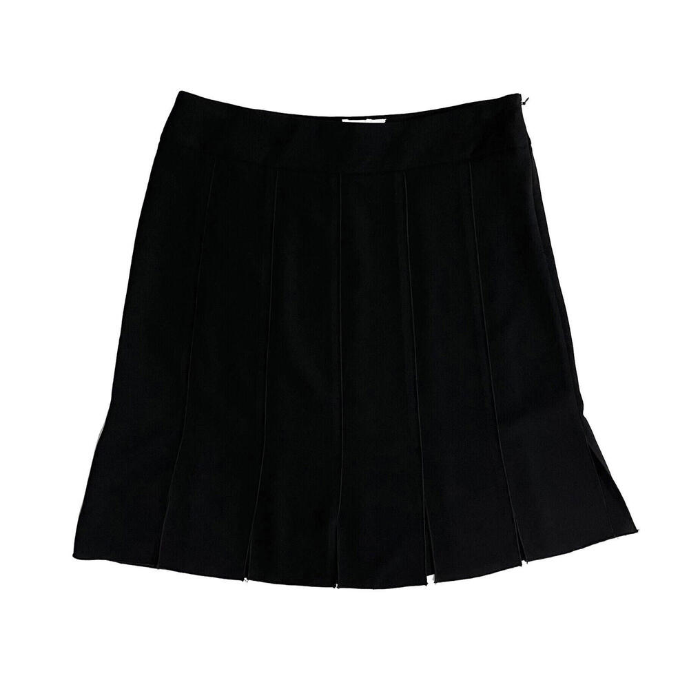 Cache Women’s Size 4 Small Black Panel Pleated Bottom Slits Vintage Skirt NWT